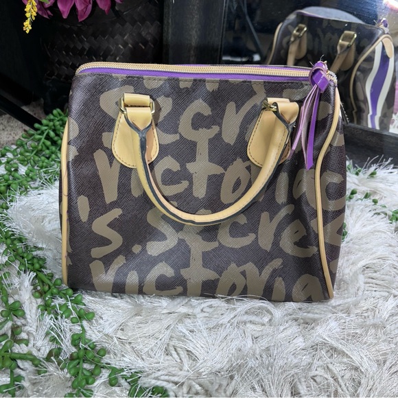 -Y2k Victoria’s Secret Small Brown Logo Bowler Handbag - Picture 2 of 16